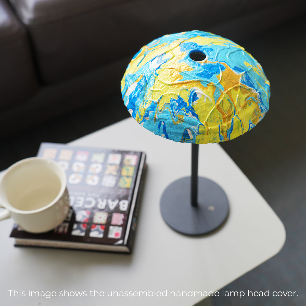 Golden Wave Marble Lamp – Yellow & Blue Swirl Light