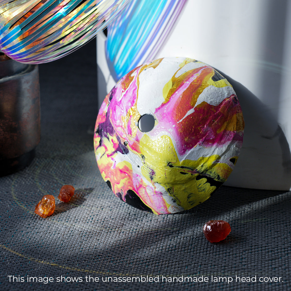 Candy Splash Marble Lamp – Pink & Yellow Swirl Light