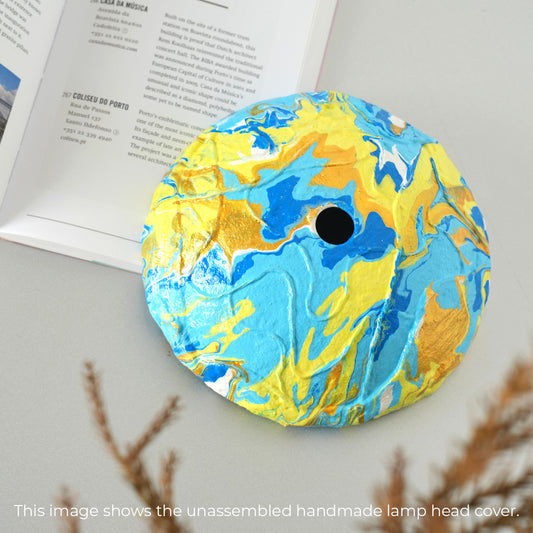 Golden Wave Marble Lamp – Yellow & Blue Swirl Light